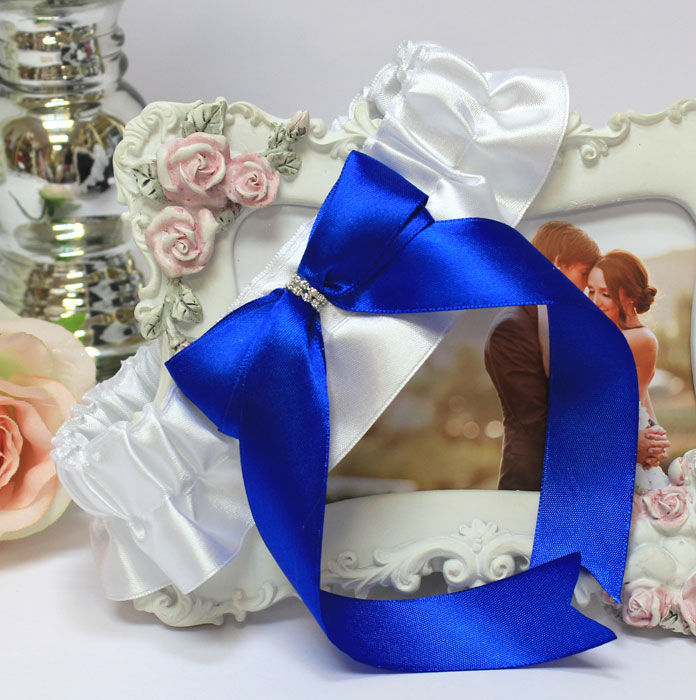Подвязка свадебная "Королевский сапфир" (синий) Свадебные штучки
