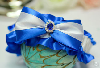 Подвязка для невесты "Афродита" (синий) Свадебные штучки