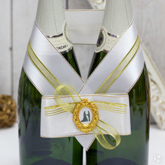 Украшение на свадебные бутылки "В блеске золота" Свадебные штучки