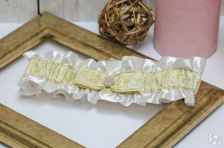 Подвязка для невесты "Русские узоры"(золотой) Свадебные штучки