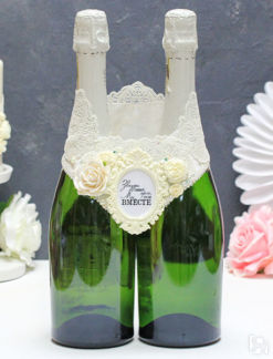 Украшение для шампанского "Сливочный десерт" Свадебные штучки