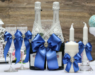 Комплект свадебных аксессуаров "Винтажный шик"(темно-синий) Свадебные