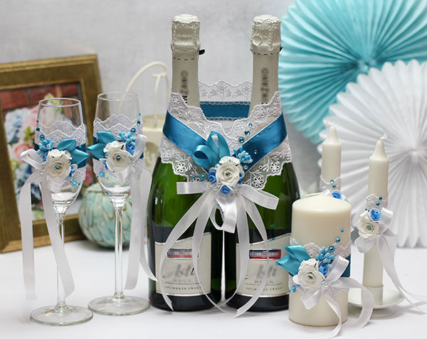 Комплект свадебных аксессуаров "Риверсайд"(голубой) Свадебные штучки