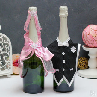 Наряды на шампанское "Пара" (черный/розовый) Свадебные штучки