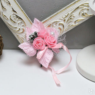 Бутоньерка для жениха "Макс-2", без крепления(розовый) Свадебные штучки