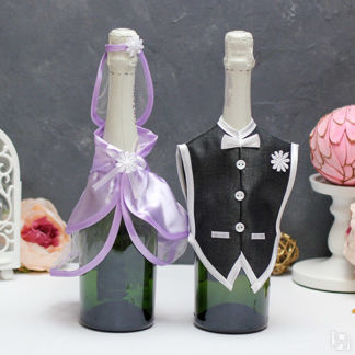 Наряды на шампанское "Пара" (черный/сиреневый) Свадебные штучки