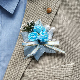 Бутоньерка для жениха "Макс"(голубой) Свадебные штучки