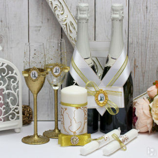 Комплект свадебных аксессуаров  "В блеске золота"(золотой) Свадебные штучки