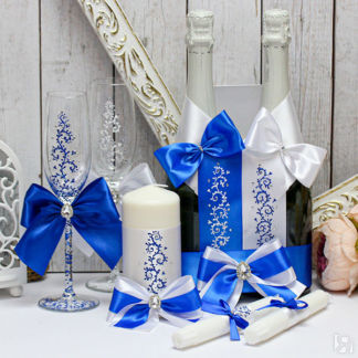 Комплект свадебных аксессуаров "Великолепная пара"(синий) Свадебные штучки
