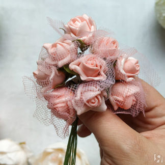 Цветок латексный "Розочка" (1 шт, 1.5 см)(розовый) Свадебные штучки