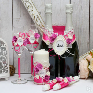 Комплект свадебных аксессуаров "Летний вечер"(розовый) Свадебные штучки