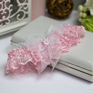 Подвязка для невесты "Беатрис"(розово-белый) Свадебные штучки