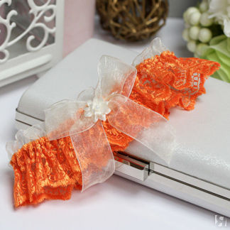 Подвязка для невесты "Беатрис"(оранжевый) Свадебные штучки