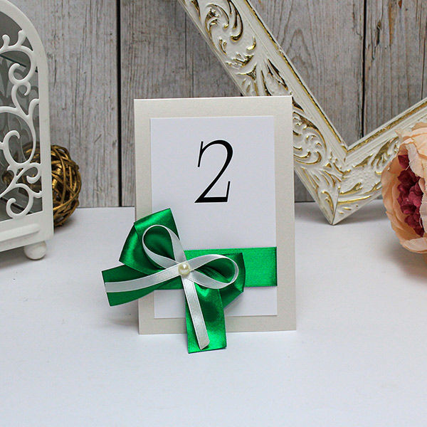 Карточка с номером стола "Romantic"(изумрудный) Свадебные штучки