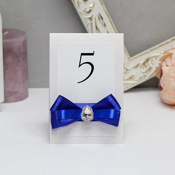 Карточка с номером стола ручной работы "Портофино" (синий) Свадебные штучки