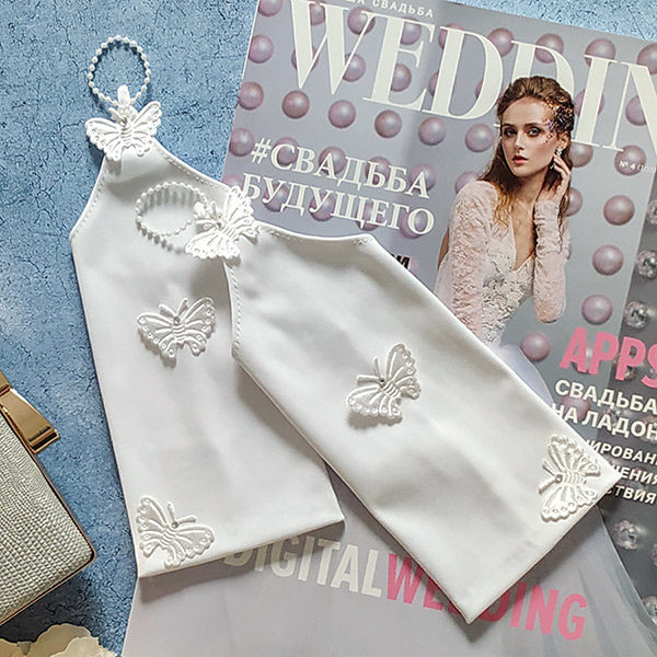 Свадебные перчатки для невесты "Радость бабочек" (белый) Свадебные штучки