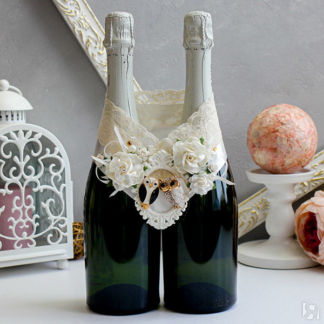 Украшение для свадебного шампанского "Мудрые совушки" Свадебные штучки