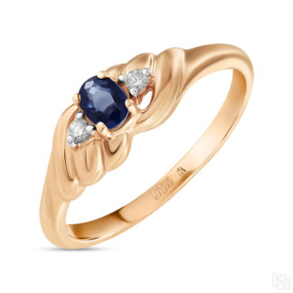 Золотое кольцо c бриллиантами и сапфиром артикул 1570437