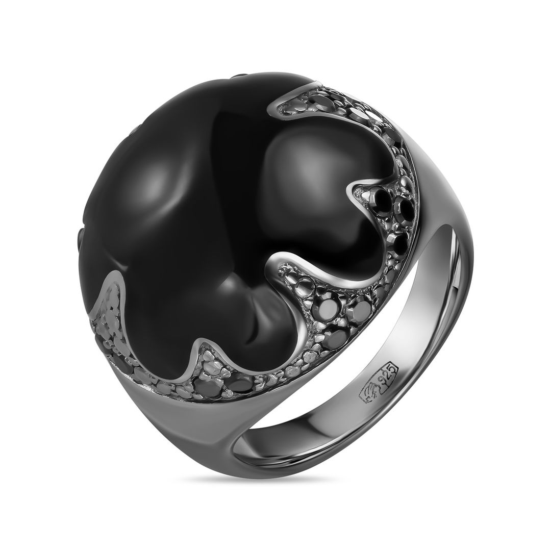 Серебряное кольцо c эмалью и фианитами артикул 1580301