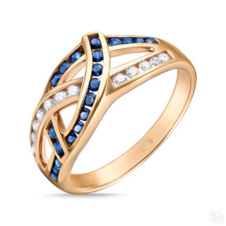 Золотое кольцо c бриллиантами и сапфирами артикул 1570189