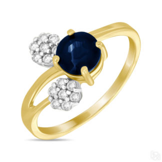 Золотое кольцо c бриллиантами и сапфиром артикул 1568571