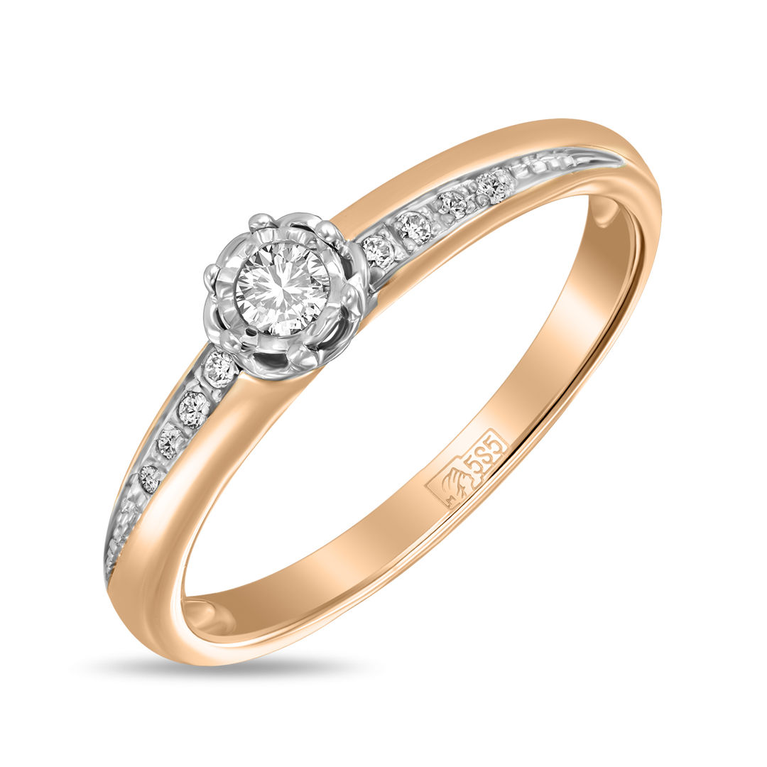 Золотое кольцо c бриллиантами артикул 1588698