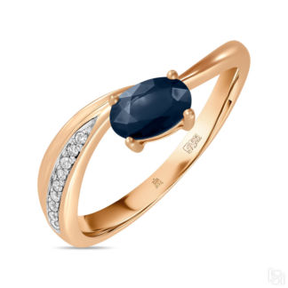 Золотое кольцо c бриллиантами и сапфиром артикул 1569623