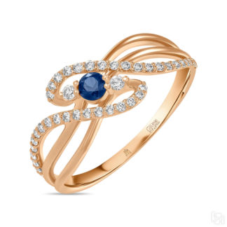 Золотое кольцо c бриллиантами и сапфиром артикул 1609744
