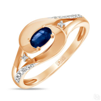 Золотое кольцо c бриллиантами и сапфиром артикул 1567104