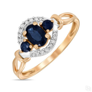 Золотое кольцо c бриллиантами и сапфирами артикул 1567672