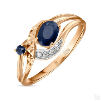 Золотое кольцо c бриллиантами и сапфирами артикул 1612956