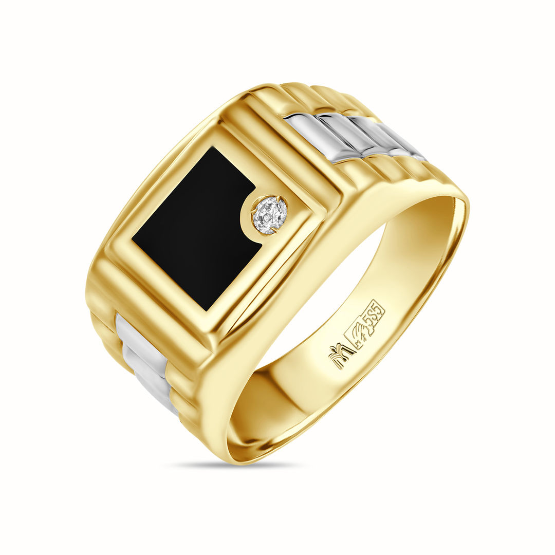 Золотое кольцо c эмалью и фианитом артикул 3488951