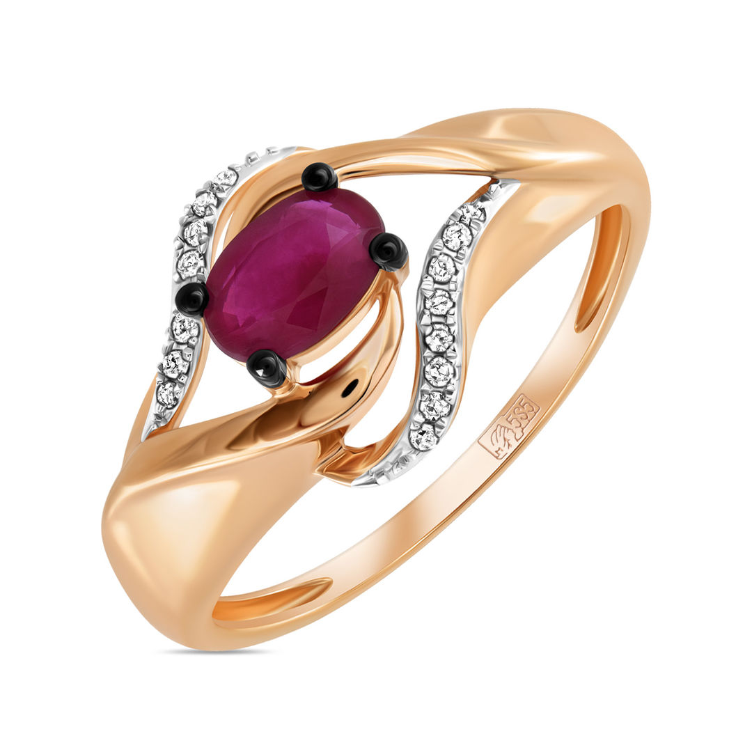 Золотое кольцо c бриллиантами и рубином артикул 3245369