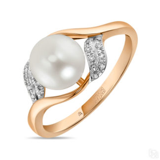 Золотое кольцо c бриллиантами и жемчугом артикул 3142766