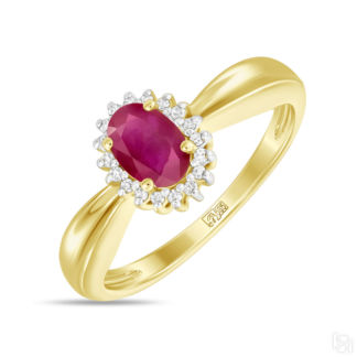 Золотое кольцо c бриллиантами и рубином артикул 3230837
