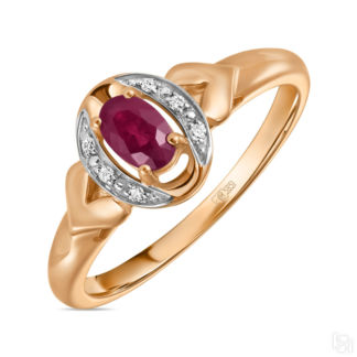 Золотое кольцо c бриллиантами и рубином артикул 3831950