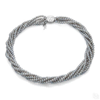 Ожерелье Одри lite из шести нитей серого жемчуга
