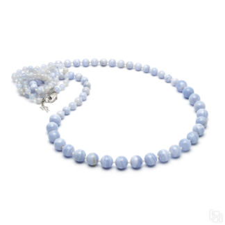 Ожерелье Романтика с голубым агатом и жемчугом
