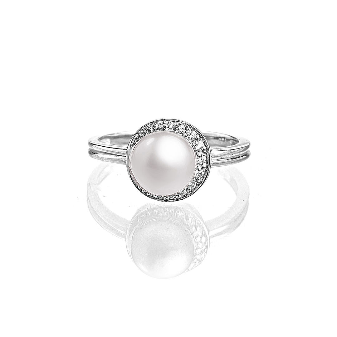 Серебряное кольцо с белой жемчужиной Nasonpearl