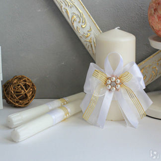 Набор свадебных свечей "Великолепная пара #2" (белый/золотистый; без подсве