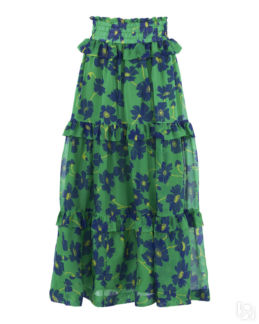 Шелковая юбка P.A.R.O.S.H. SPRITZD621041 зеленый+принт m