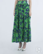 Шелковая юбка P.A.R.O.S.H. SPRITZD621041 зеленый+принт xs