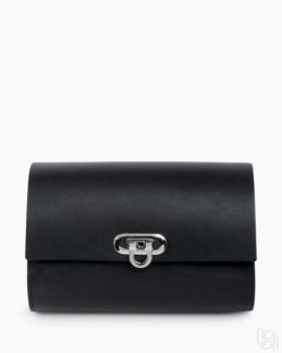 Женская поясная кожаная сумка черная A0081 mini