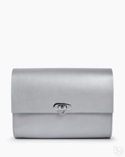 Женская кожаная сумка через плечо серебристая A008 silver