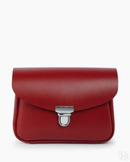 Женская поясная сумка из натуральной кожи красная A001 ruby mini