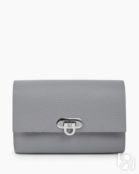 Женская кожаная поясная сумка серая A008 grey mini grain