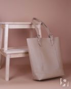 Женская сумка-шоппер из натуральной кожи бежевая A014 beige grain