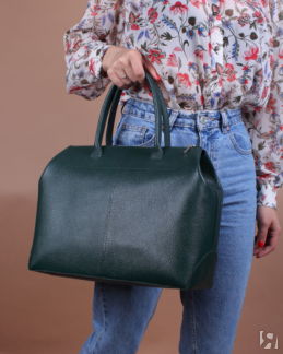 Женская сумка саквояж-трансформер зеленая A020 emerald grain