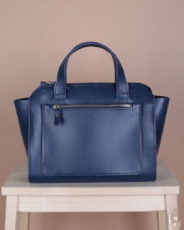 Женская сумка тоут из натуральной кожи синяя A018 sapphire mini
