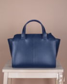 Женская сумка тоут из натуральной кожи синяя A018 sapphire mini